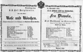 Theaterzettel (Oper und Burgtheater in Wien) 18541118 Seite: 1