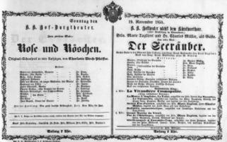 Theaterzettel (Oper und Burgtheater in Wien) 18541119 Seite: 1