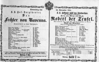 Theaterzettel (Oper und Burgtheater in Wien) 18541123 Seite: 1