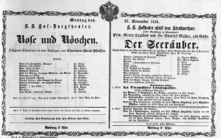Theaterzettel (Oper und Burgtheater in Wien) 18541127 Seite: 1