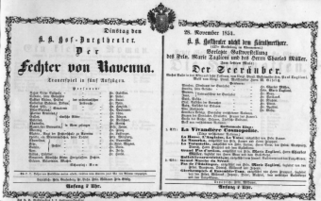 Theaterzettel (Oper und Burgtheater in Wien) 18541128 Seite: 1