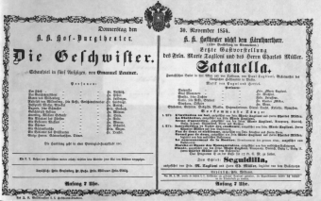 Theaterzettel (Oper und Burgtheater in Wien) 18541130 Seite: 1