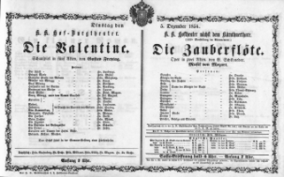 Theaterzettel (Oper und Burgtheater in Wien) 18541205 Seite: 1