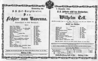 Theaterzettel (Oper und Burgtheater in Wien) 18541207 Seite: 1