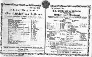 Theaterzettel (Oper und Burgtheater in Wien) 18541208 Seite: 1