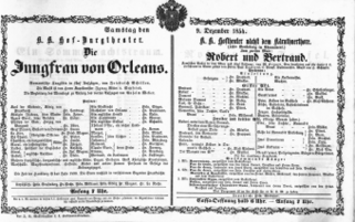 Theaterzettel (Oper und Burgtheater in Wien) 18541209 Seite: 1