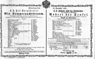 Theaterzettel (Oper und Burgtheater in Wien) 18541210 Seite: 1