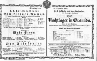 Theaterzettel (Oper und Burgtheater in Wien) 18541211 Seite: 1