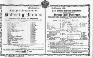 Theaterzettel (Oper und Burgtheater in Wien) 18541212 Seite: 1