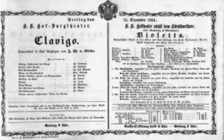 Theaterzettel (Oper und Burgtheater in Wien) 18541215 Seite: 1