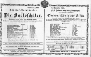 Theaterzettel (Oper und Burgtheater in Wien) 18541217 Seite: 1