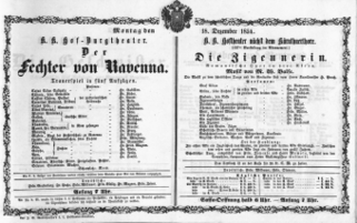 Theaterzettel (Oper und Burgtheater in Wien) 18541218 Seite: 1