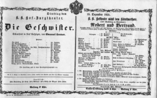 Theaterzettel (Oper und Burgtheater in Wien) 18541219 Seite: 1