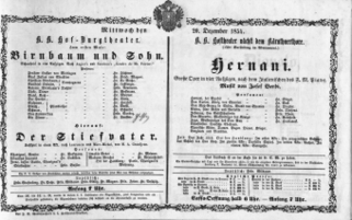Theaterzettel (Oper und Burgtheater in Wien) 18541220 Seite: 1