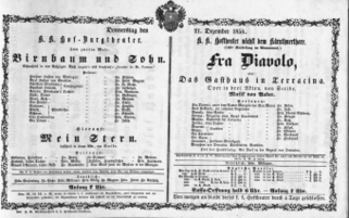 Theaterzettel (Oper und Burgtheater in Wien) 18541221 Seite: 1