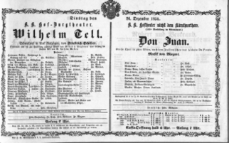 Theaterzettel (Oper und Burgtheater in Wien) 18541226 Seite: 1