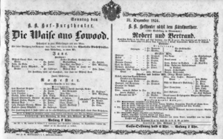 Theaterzettel (Oper und Burgtheater in Wien) 18541231 Seite: 1