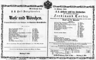 Theaterzettel (Oper und Burgtheater in Wien) 18550103 Seite: 1