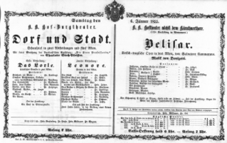 Theaterzettel (Oper und Burgtheater in Wien) 18550106 Seite: 1
