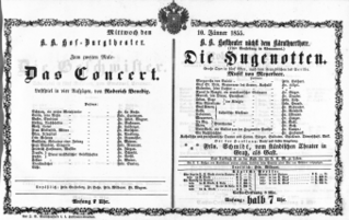 Theaterzettel (Oper und Burgtheater in Wien) 18550110 Seite: 1