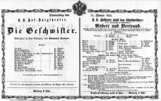 Theaterzettel (Oper und Burgtheater in Wien) 18550111 Seite: 1