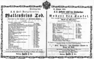 Theaterzettel (Oper und Burgtheater in Wien) 18550112 Seite: 1