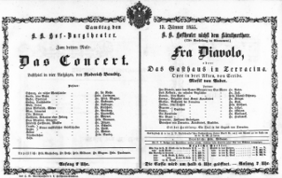 Theaterzettel (Oper und Burgtheater in Wien) 18550113 Seite: 1