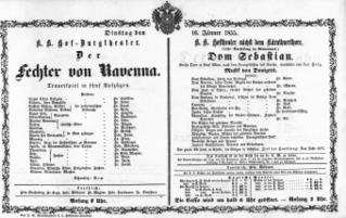 Theaterzettel (Oper und Burgtheater in Wien) 18550116 Seite: 1
