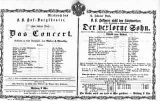 Theaterzettel (Oper und Burgtheater in Wien) 18550117 Seite: 1