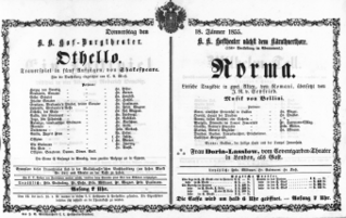 Theaterzettel (Oper und Burgtheater in Wien) 18550118 Seite: 1