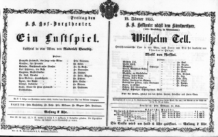 Theaterzettel (Oper und Burgtheater in Wien) 18550119 Seite: 1