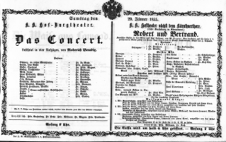 Theaterzettel (Oper und Burgtheater in Wien) 18550120 Seite: 1