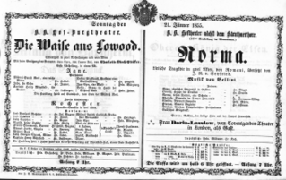 Theaterzettel (Oper und Burgtheater in Wien) 18550121 Seite: 1
