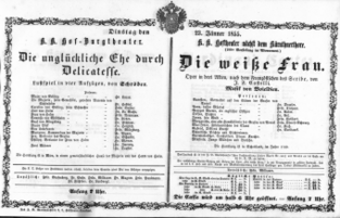 Theaterzettel (Oper und Burgtheater in Wien) 18550123 Seite: 1
