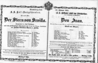 Theaterzettel (Oper und Burgtheater in Wien) 18550127 Seite: 1