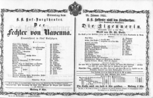 Theaterzettel (Oper und Burgtheater in Wien) 18550128 Seite: 1