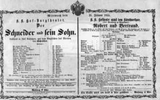 Theaterzettel (Oper und Burgtheater in Wien) 18550131 Seite: 1