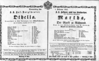 Theaterzettel (Oper und Burgtheater in Wien) 18550201 Seite: 1