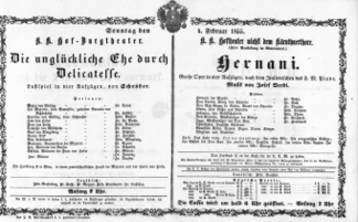 Theaterzettel (Oper und Burgtheater in Wien) 18550204 Seite: 1