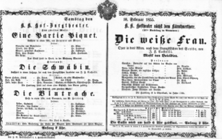 Theaterzettel (Oper und Burgtheater in Wien) 18550210 Seite: 1