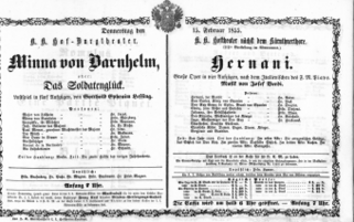 Theaterzettel (Oper und Burgtheater in Wien) 18550215 Seite: 1