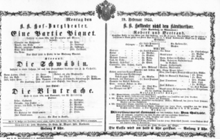 Theaterzettel (Oper und Burgtheater in Wien) 18550219 Seite: 1