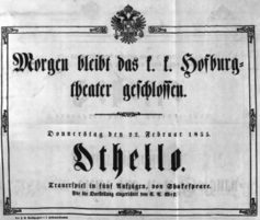 Theaterzettel (Oper und Burgtheater in Wien) 18550222 Seite: 1