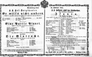 Theaterzettel (Oper und Burgtheater in Wien) 18550224 Seite: 1