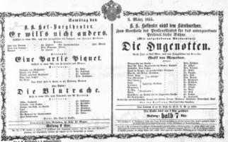 Theaterzettel (Oper und Burgtheater in Wien) 18550303 Seite: 1