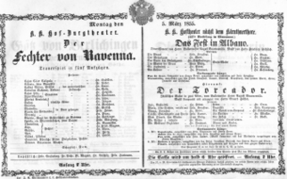 Theaterzettel (Oper und Burgtheater in Wien) 18550305 Seite: 1