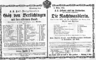 Theaterzettel (Oper und Burgtheater in Wien) 18550306 Seite: 1