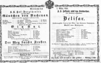 Theaterzettel (Oper und Burgtheater in Wien) 18550307 Seite: 1