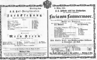 Theaterzettel (Oper und Burgtheater in Wien) 18550309 Seite: 1