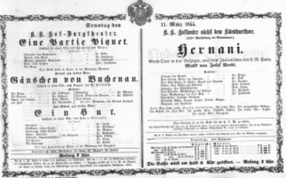 Theaterzettel (Oper und Burgtheater in Wien) 18550311 Seite: 1